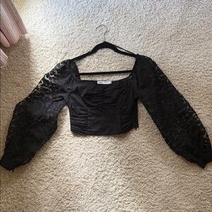 Zara Black Puff Sleeve Top